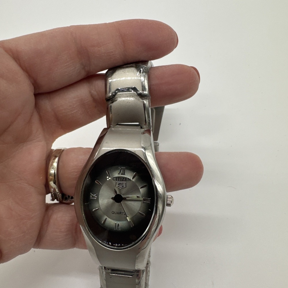 Citizen Ladies Silver and Black Stainless Steel Wrist Watch